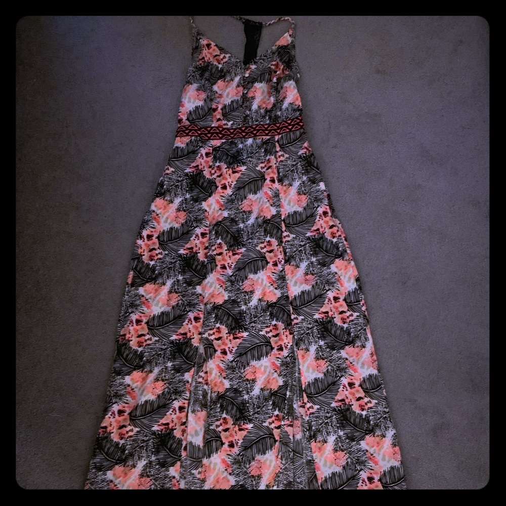 Coral & black maxi